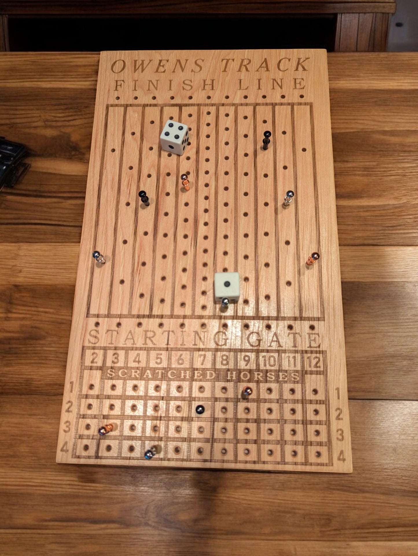 Custom Horse Racing Dice Board Game - Personalized, Wood, Family Fun Game