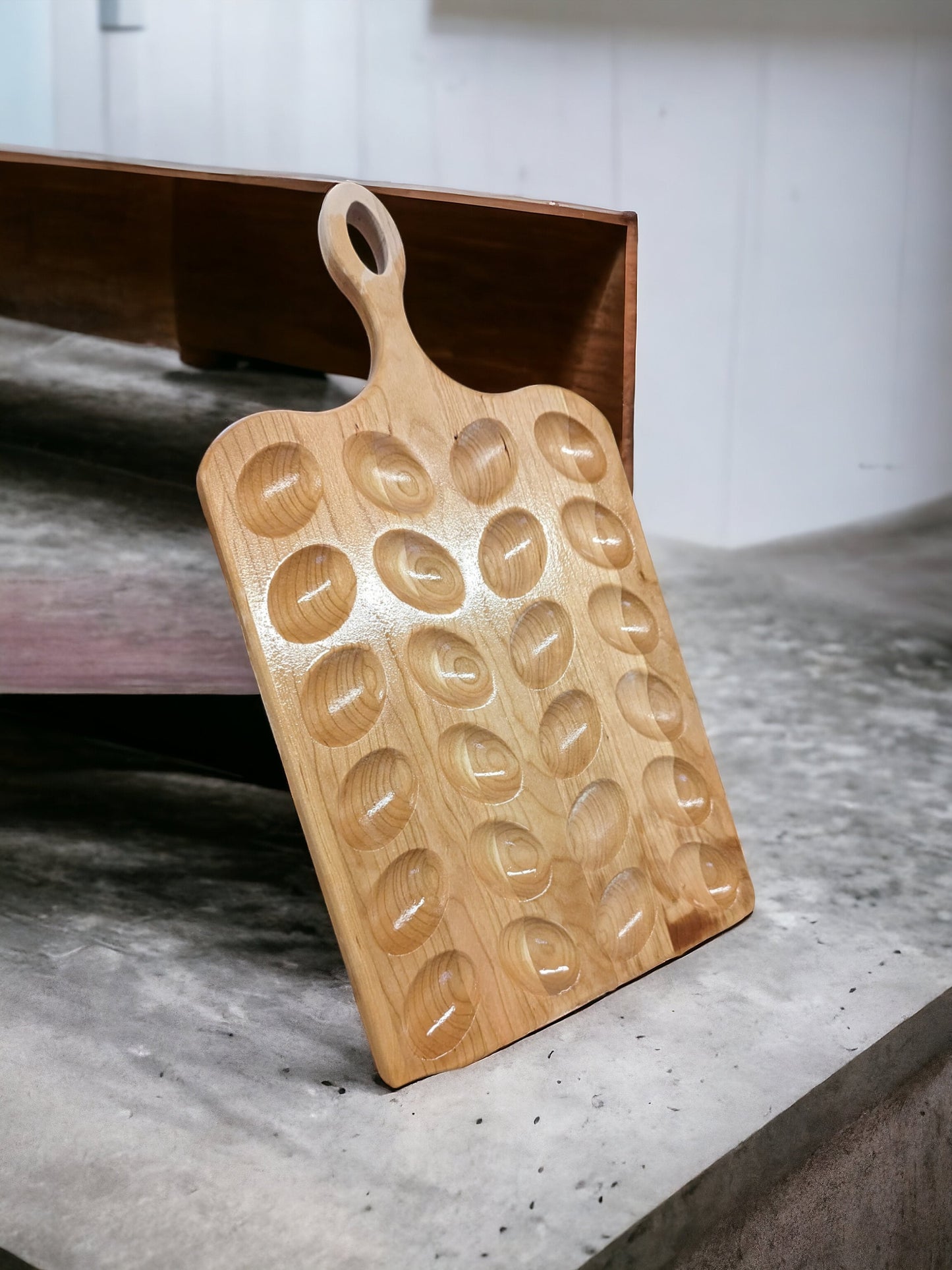 Custom Wood Carved Deviled Egg Tray Holder - 12ct/18ct/24ct