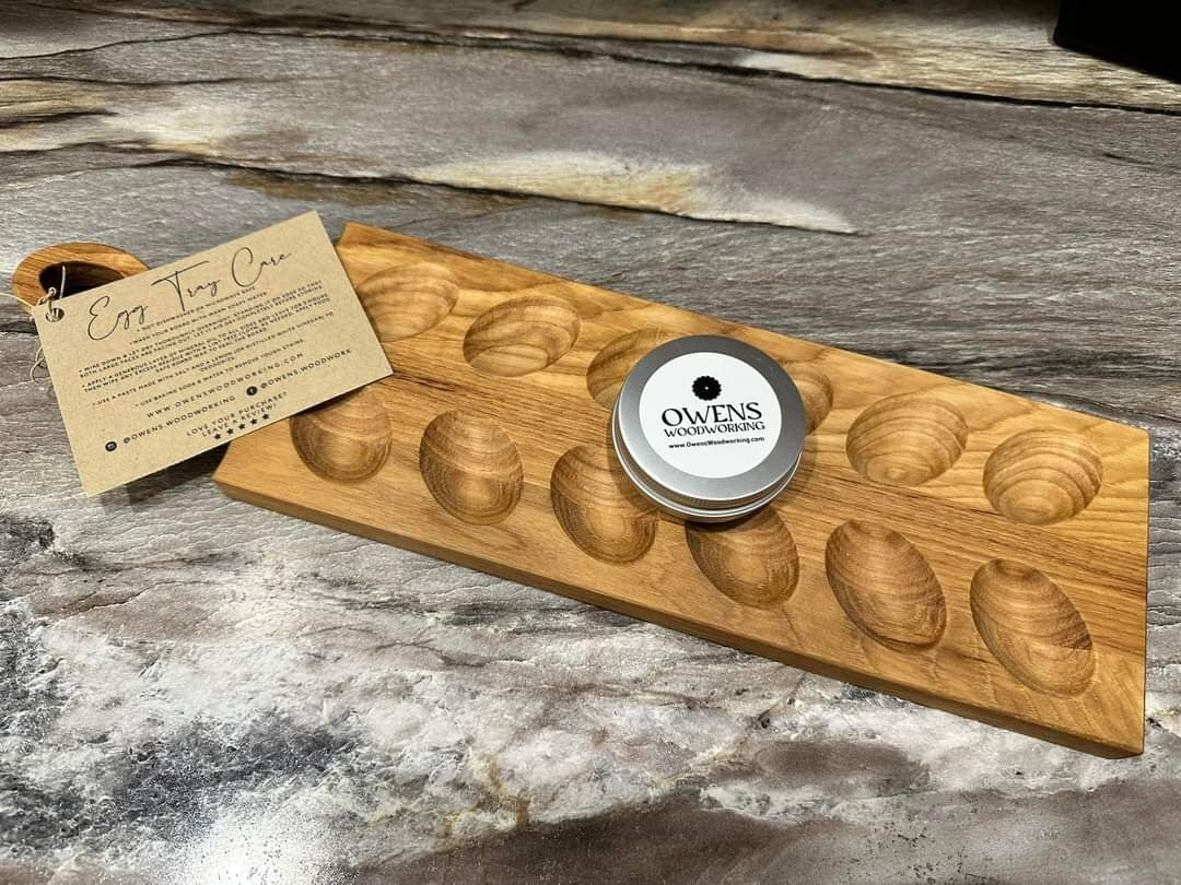 Custom Wood Carved Deviled Egg Tray Holder - 12ct/18ct/24ct