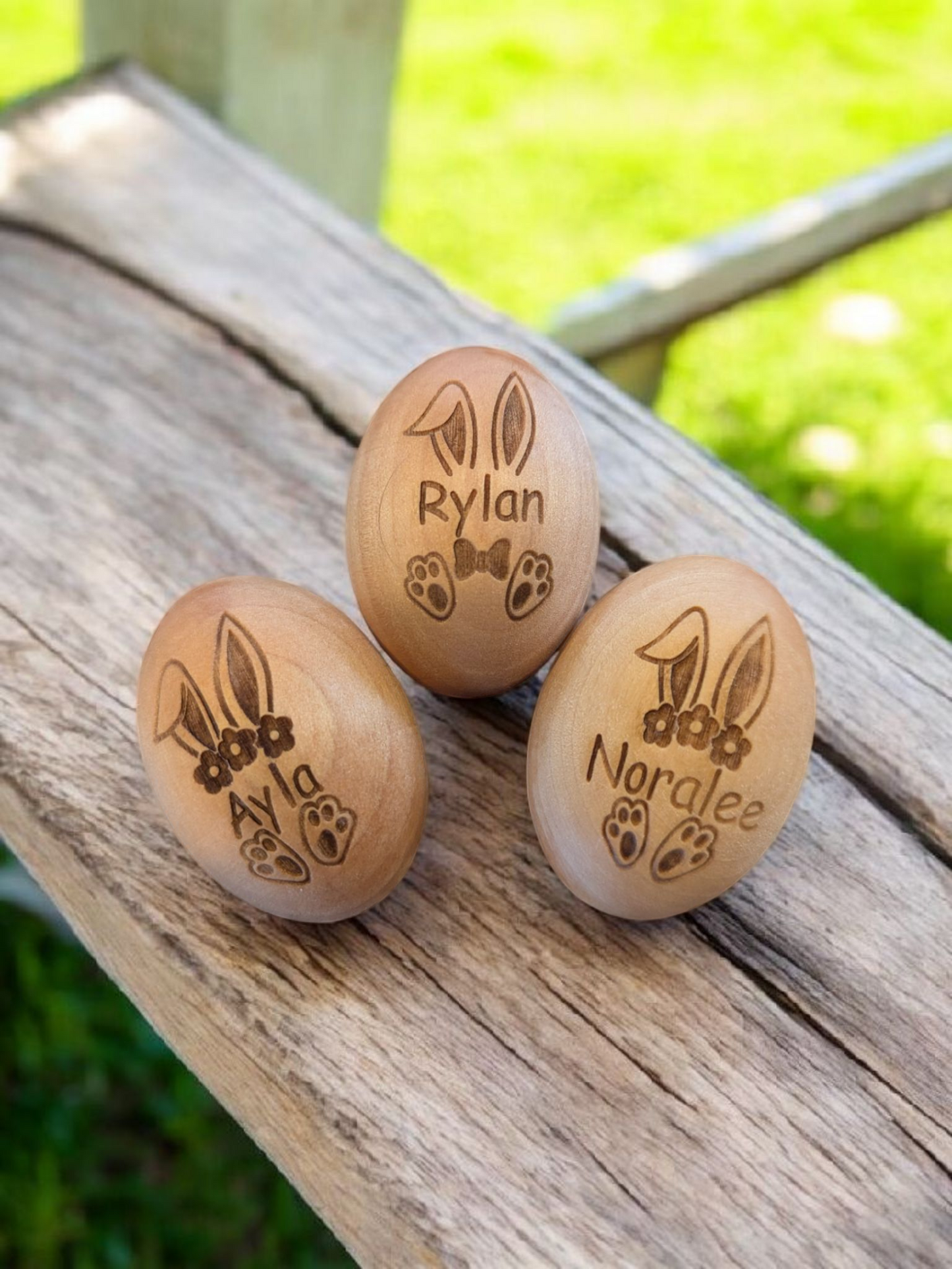 Custom Engraved Wood Easter Eggs