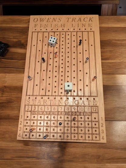 Custom Horse Racing Dice Board Game - Personalized, Wood, Family Fun Game