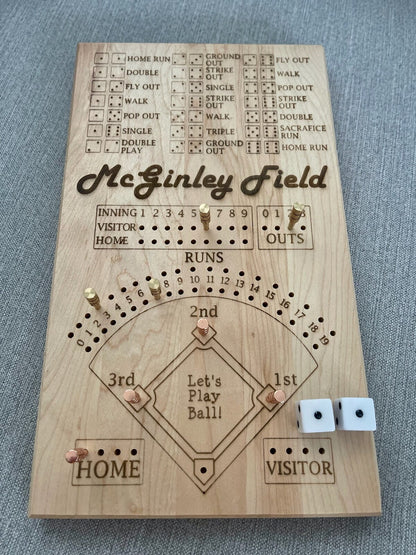 Custom Baseball Dice Board Game - Personalized, Wood, Family Fun Game