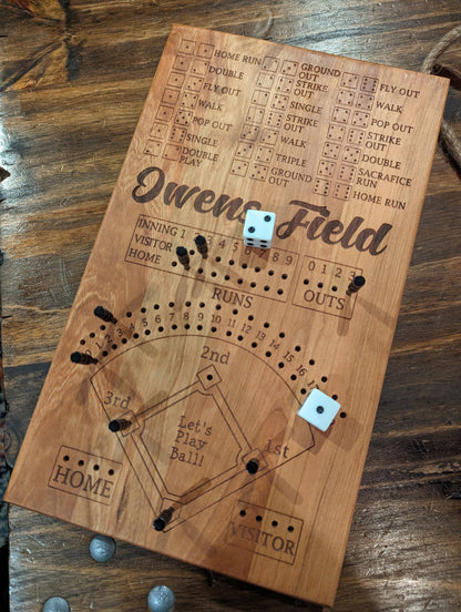 Custom Baseball Dice Board Game - Personalized, Wood, Family Fun Game